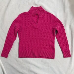 Lands' End 100 Percent Cashmere Cable Knit Sweater Pink- Size Medium